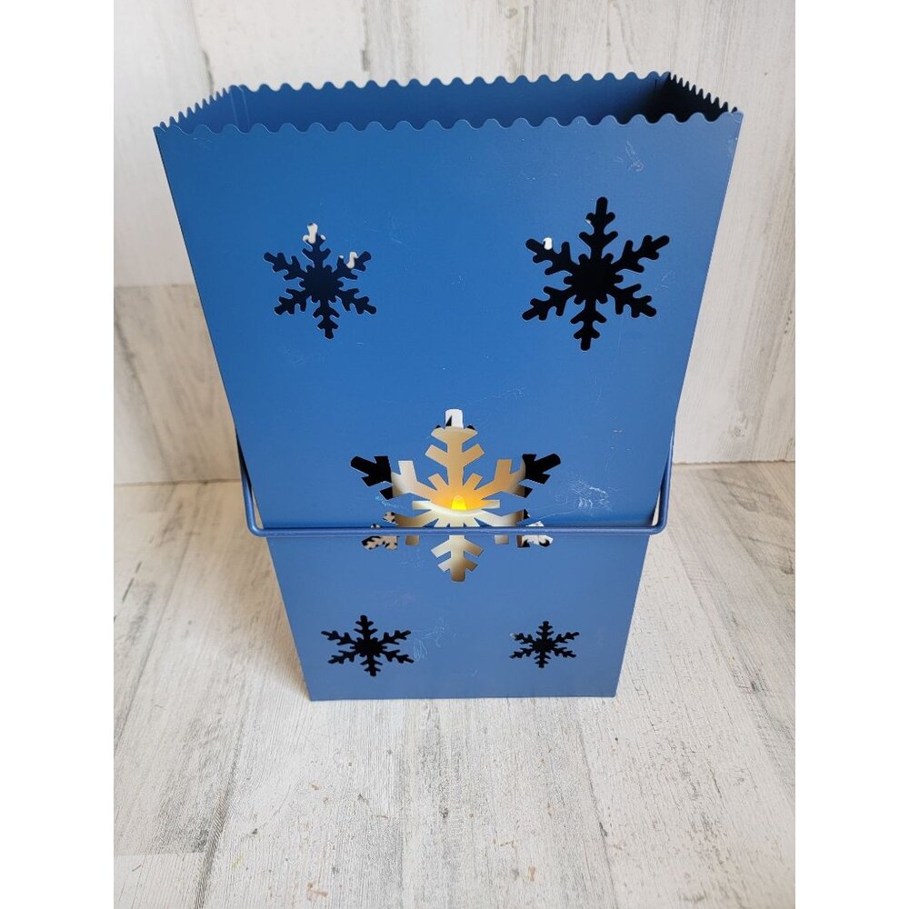 Metal blue snowflake lantern light up candle Xmas home‎ decor unique